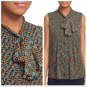 Diane von Furstenberg Aiden Silk Neck Tie Sleeveless Blouse Size 4